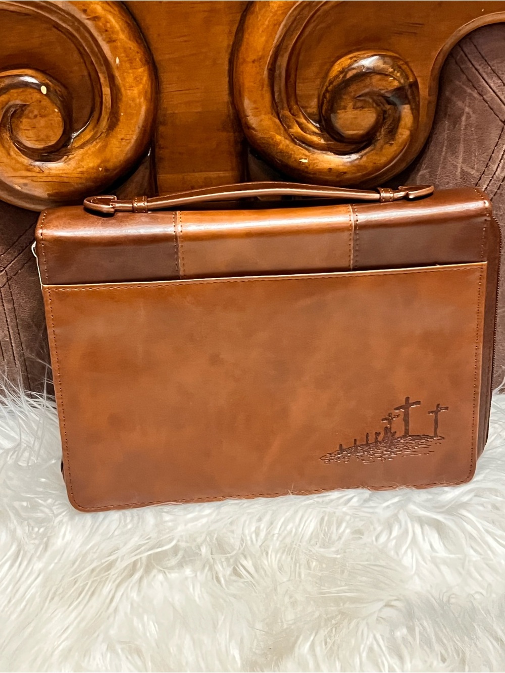vegan leather Two-Tone Bible/Book Cover - John 3:16 (L - Picture 3 of 10